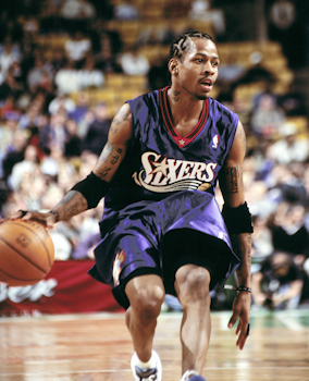 Allen Iverson playing with the Philadelphia 76ers